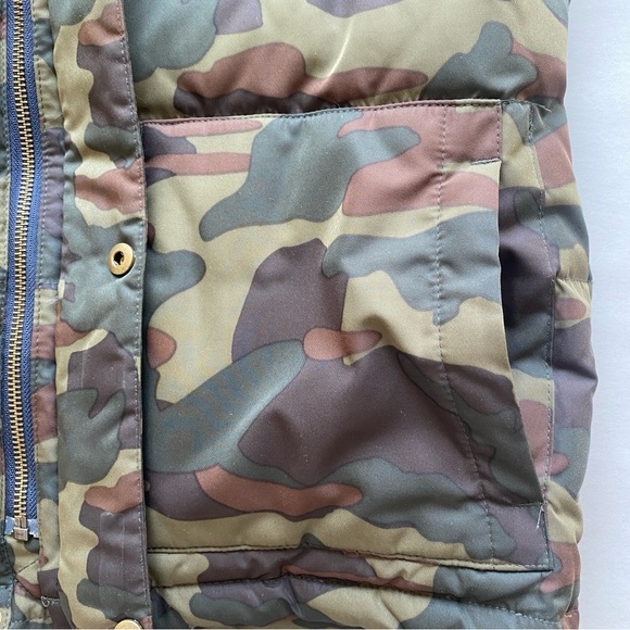J Crew Crewcuts Down Feather Puffer Jacket Camo Hooded Parka Size 14 - Picture 5 of 12